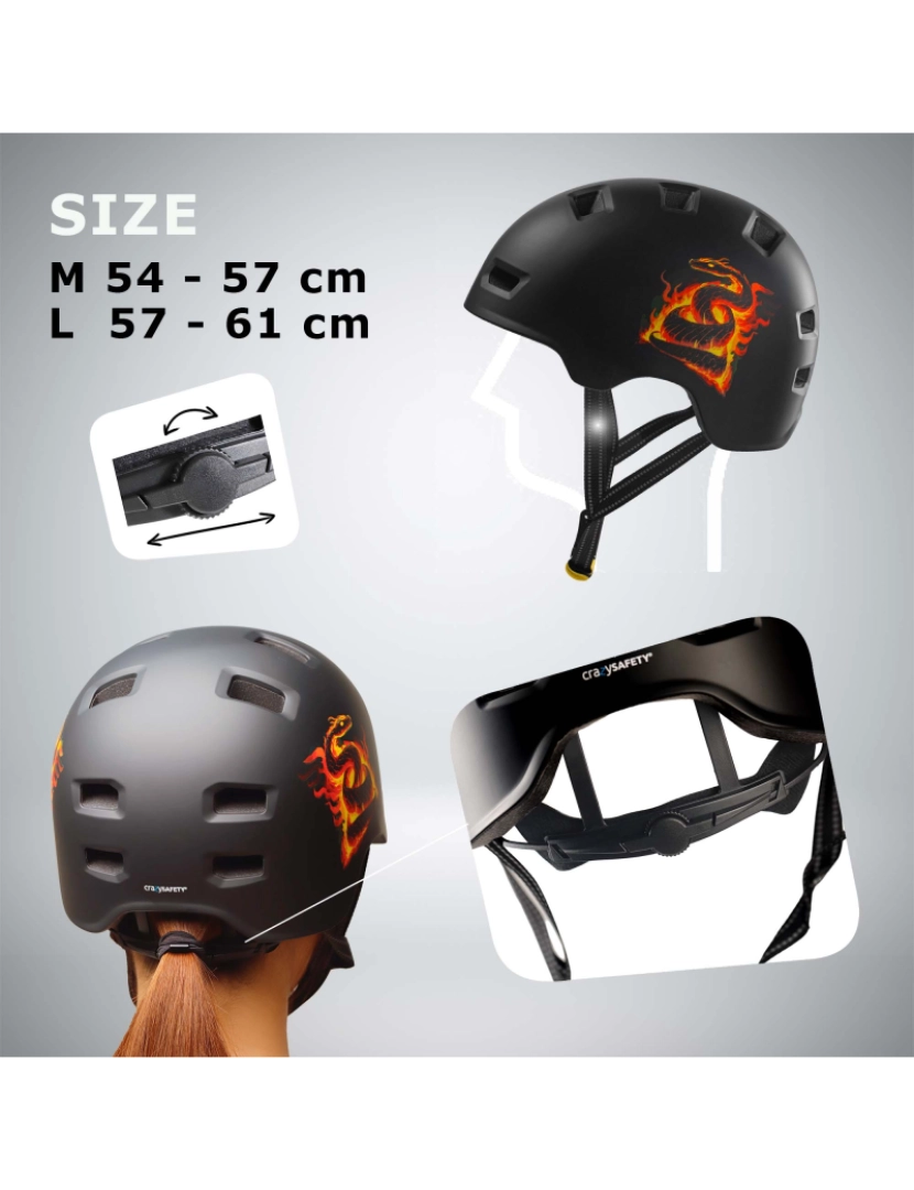 imagem de Capacete de skate e bicicleta |Serpente Laranja M(54-57 cm) | Certificado EN10784