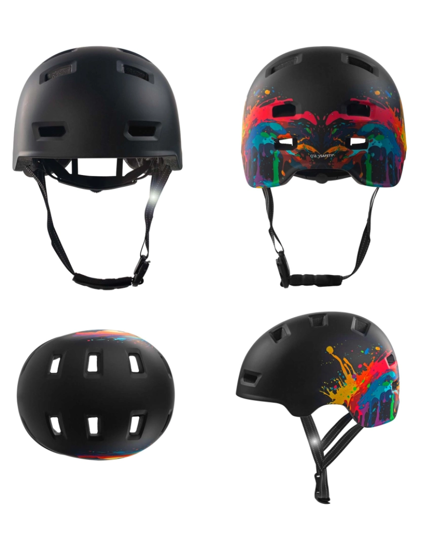 imagem de Capacete de skate e bicicleta | Splash Preto L (57-61 cm) | Certificado EN10782