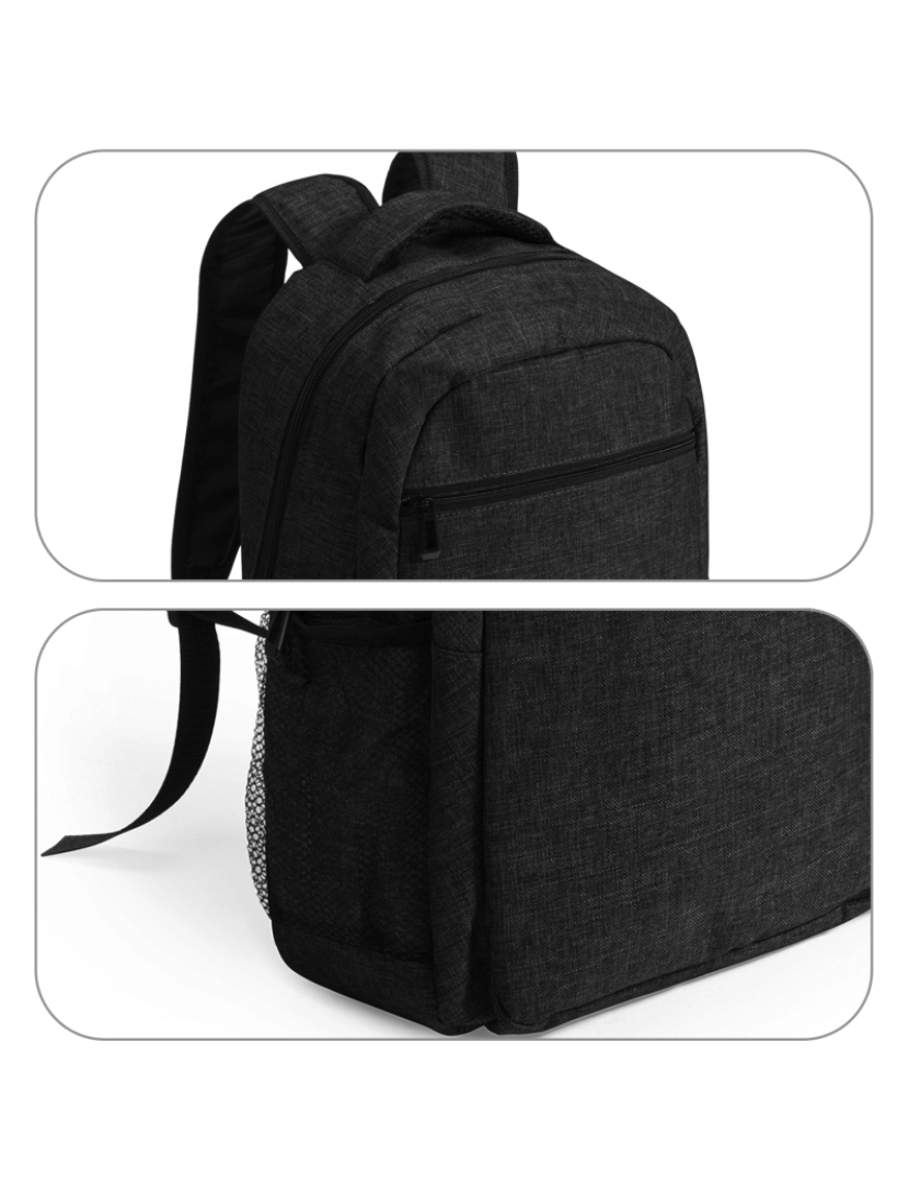 imagem de DAM Mochila  Verbel em acabamento jeans 600D. Compartimento interno acolchoado para laptop. 32x15x42 cm. Cor preta2