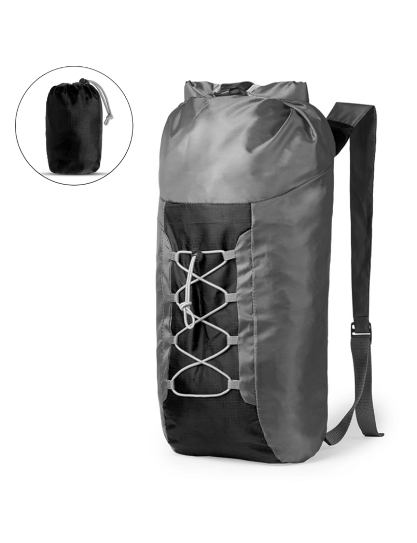 DAM - DAM Mochila técnica dobrável  Hedux. Alta resistência, confeccionada em poliéster 210D e ripstop. 37x20,5x61 cm. Cor preta