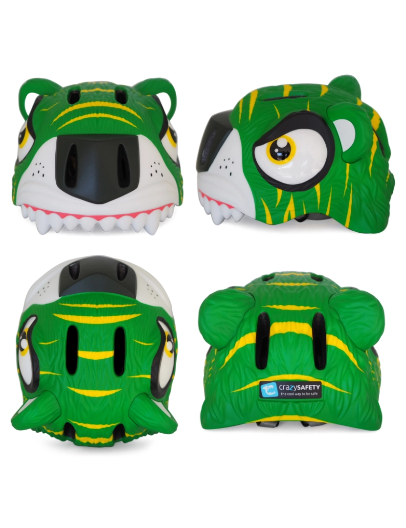 imagem de Combo Pack - capacete de bici para criança, cadeado e campainha-Tiger Verde2