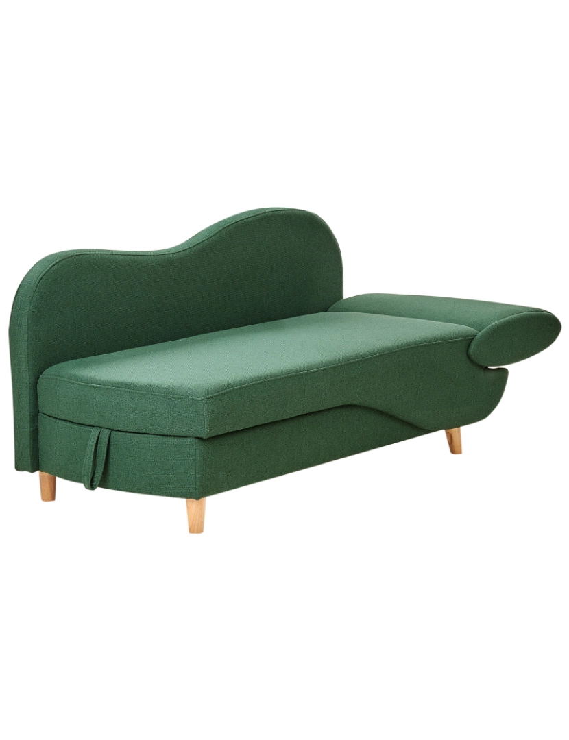 imagem de Chaise-longue em tecido verde com espaço de armazenamento versão à direita6