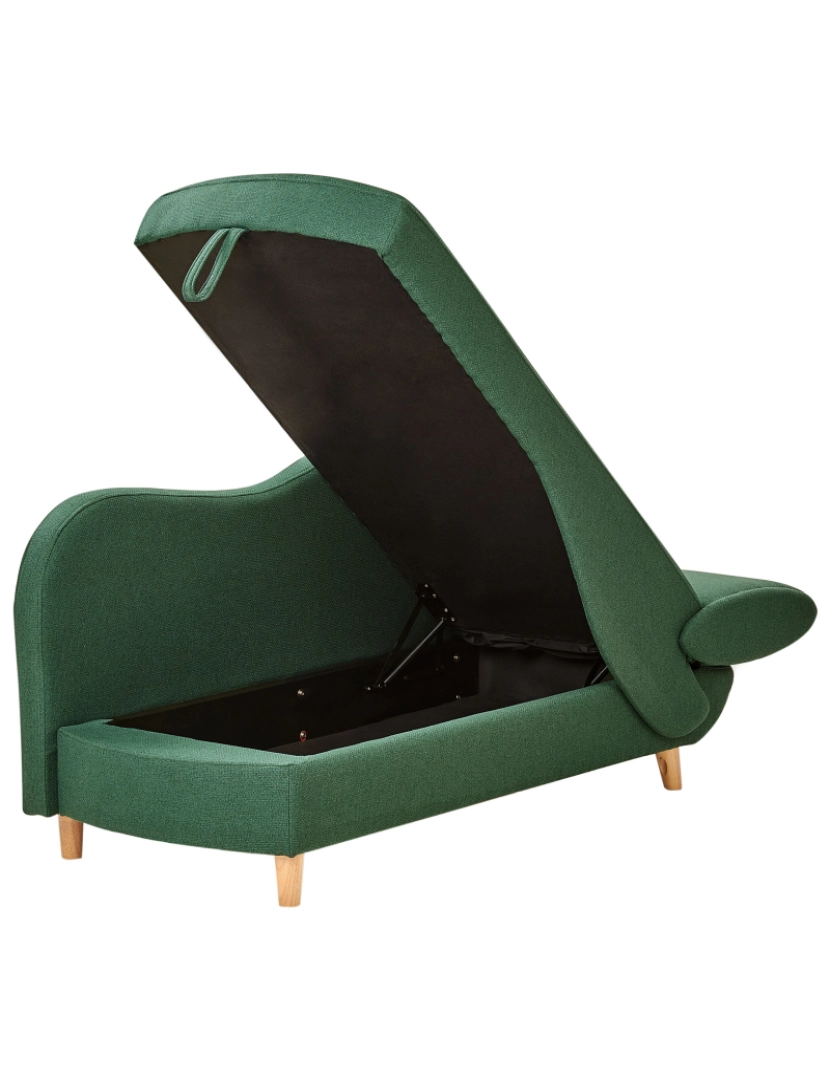 imagem de Chaise-longue em tecido verde com espaço de armazenamento versão à direita7