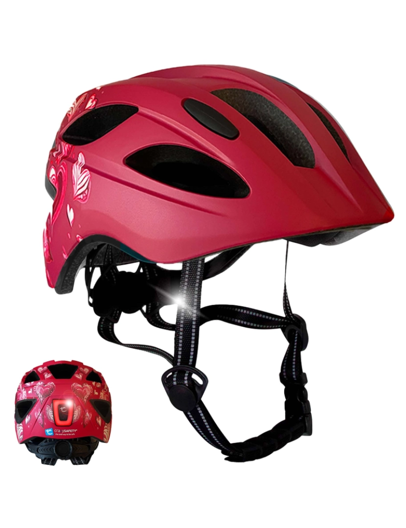 Crazy Safety - Capacete de bicicleta para crianças 6-12 |Coração Vermelho|Crazy Safety|EN1078