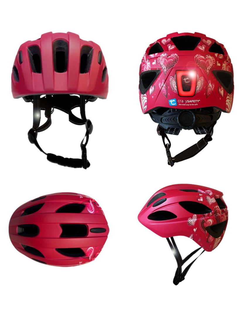 imagem de Capacete de bicicleta para crianças 6-12 |Coração Vermelho|Crazy Safety|EN10782