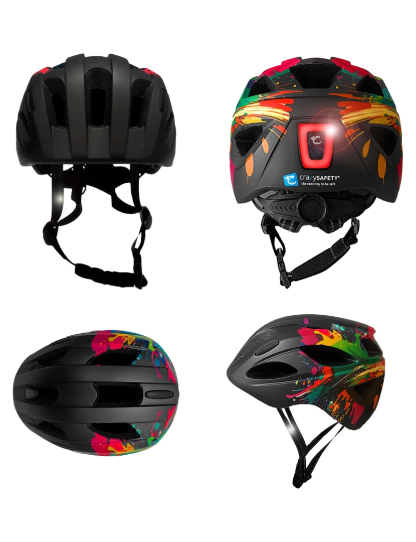 imagem de Capacete de bicicleta para crianças 6-12 anos|Splash Preto|Crazy Safety|EN10782