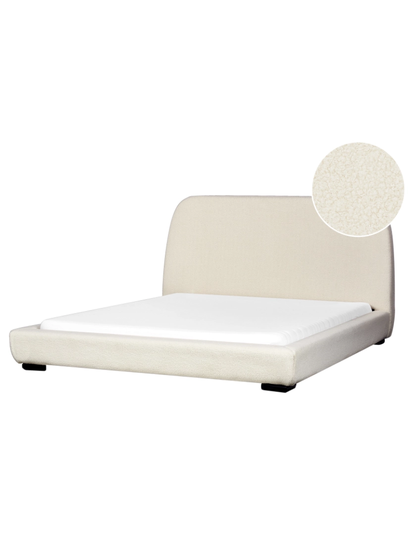 Beliani - Cama de água estofada em tecido bouclé creme tamanho King Size europeu 160x200 cm design clássico e tradicional