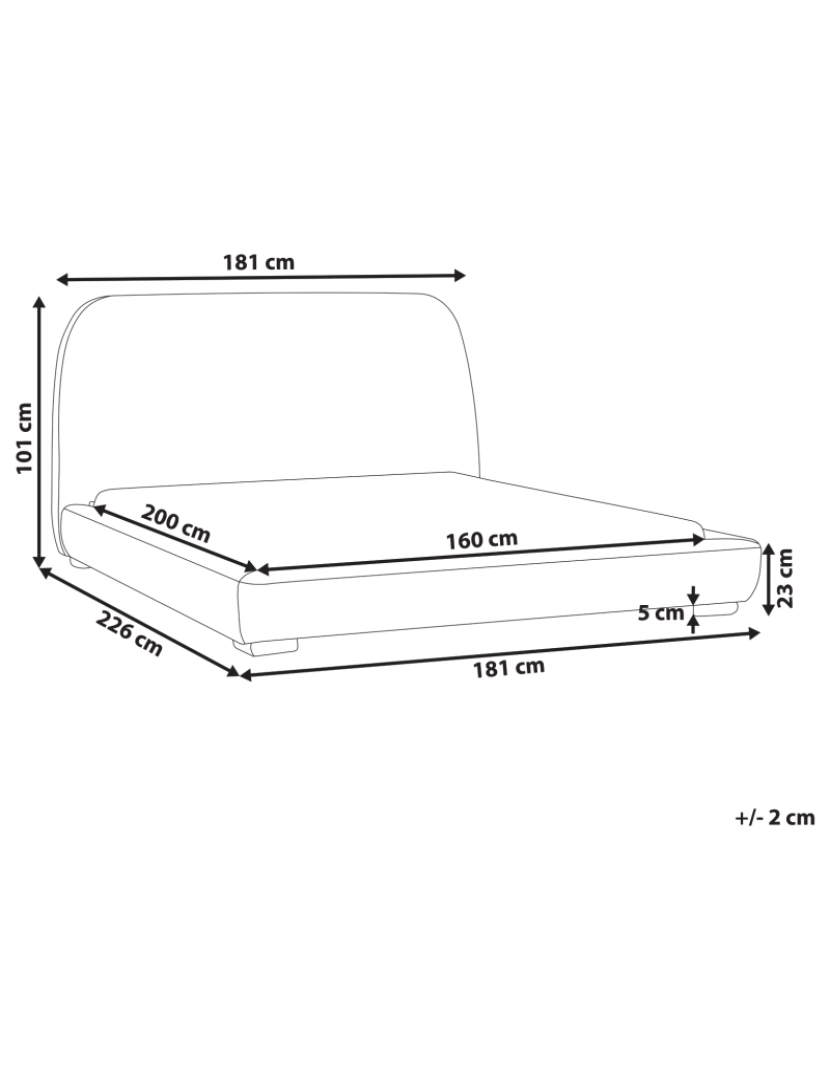 imagem de Cama de água estofada em tecido bouclé creme tamanho King Size europeu 160x200 cm design clássico e tradicional2