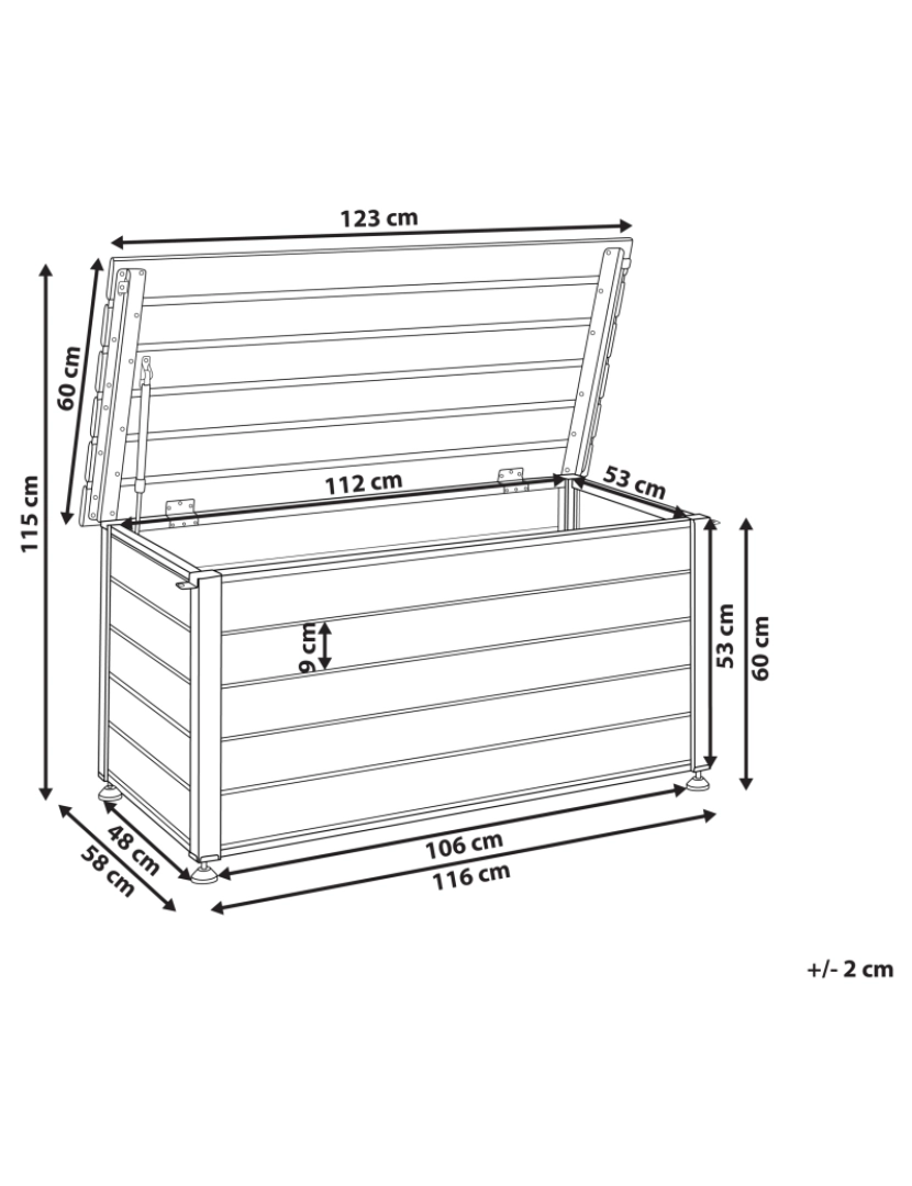 imagem de Caixa de arrumação em alumínio castanho escuro 123 x 60 cm para exterior moderno2