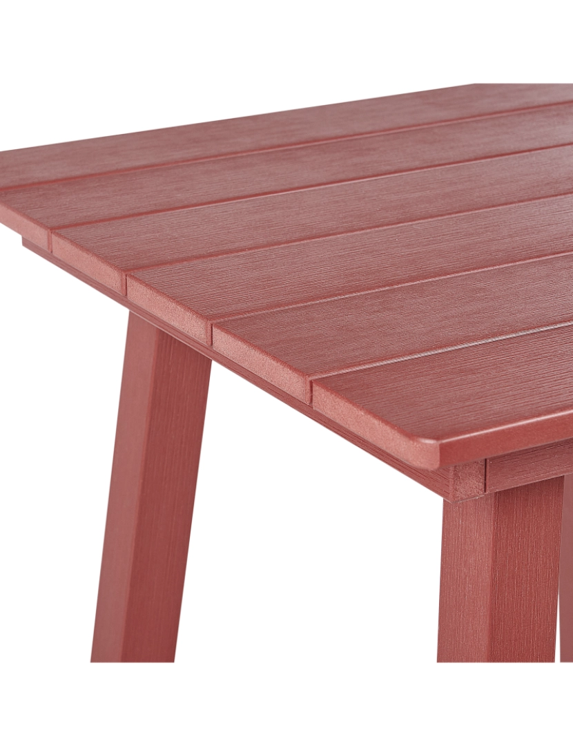 imagem de Conjunto de varanda com 2 lugares vermelho com mesa quadrada e bancos de bar altos para exterior de estilo industrial10