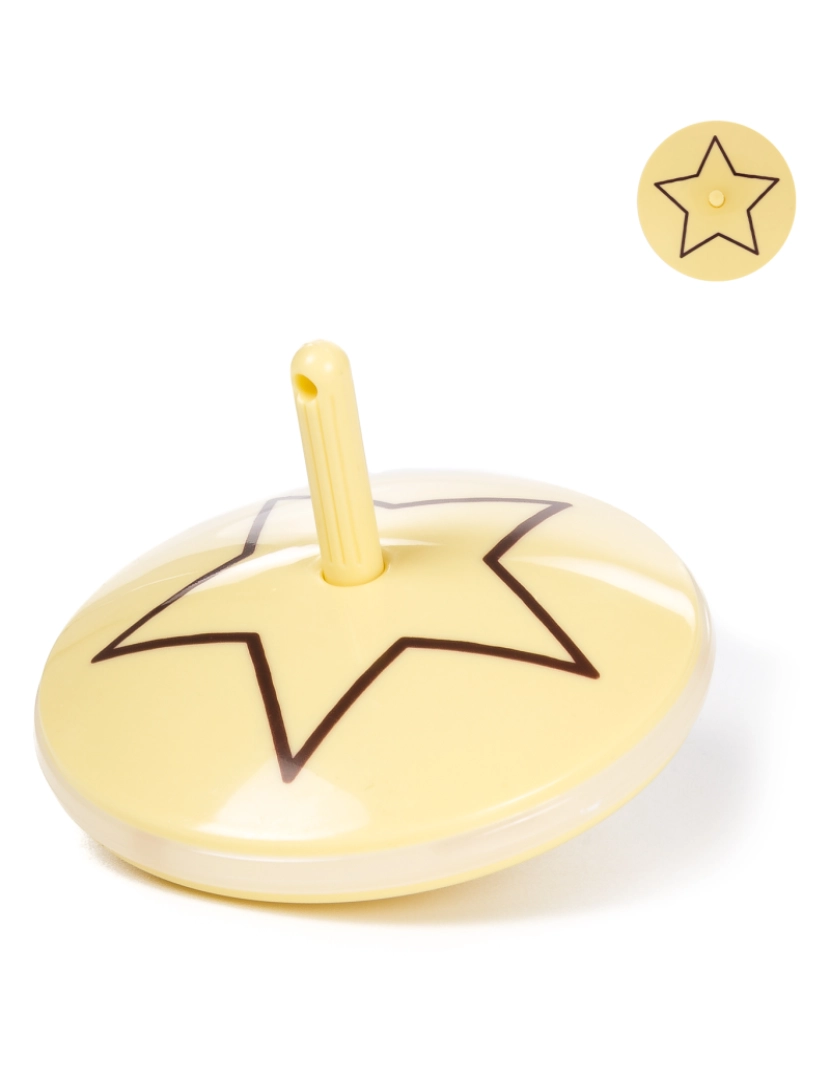 DAM - DAM  Spinning Speed ​​Twirl Top Squid com luzes LED. Design de biscoito com estrela. 6x6x4,5cm. Cor bege