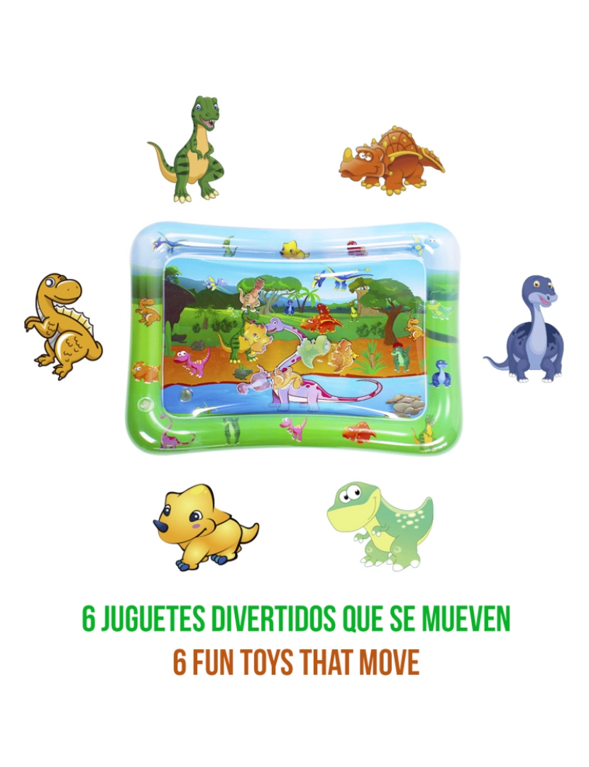 imagem de DAM Colchão inflável infantil  com desenho de dinossauro. 70x50cm. 68x48x20 cm. Cor verde3