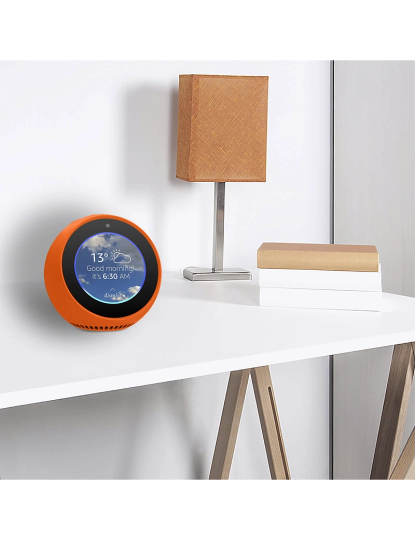 imagem de DAM Capa de silicone  para Amazon Echo Spot 10x7x10 cm. Cor laranja2