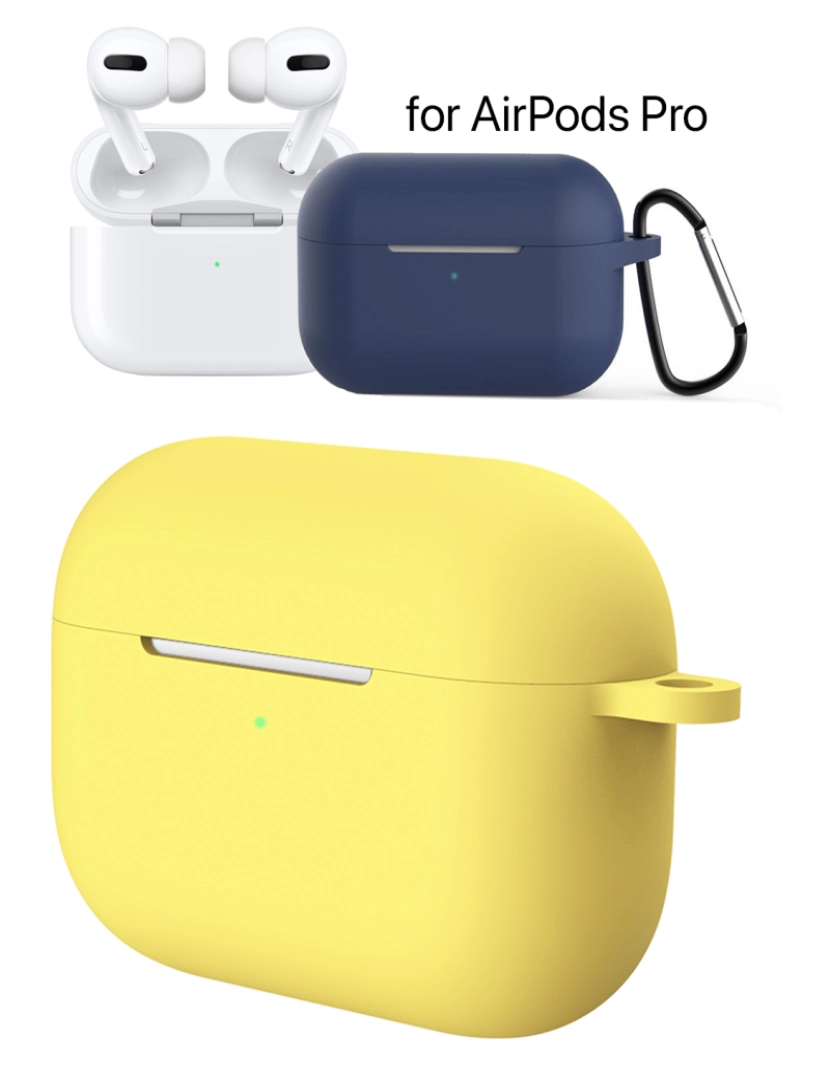 imagem de DAM Capa de silicone  para base de carregamento AirPods Pro, com mosquetão 7x2x4 Cm. Cor amarela1