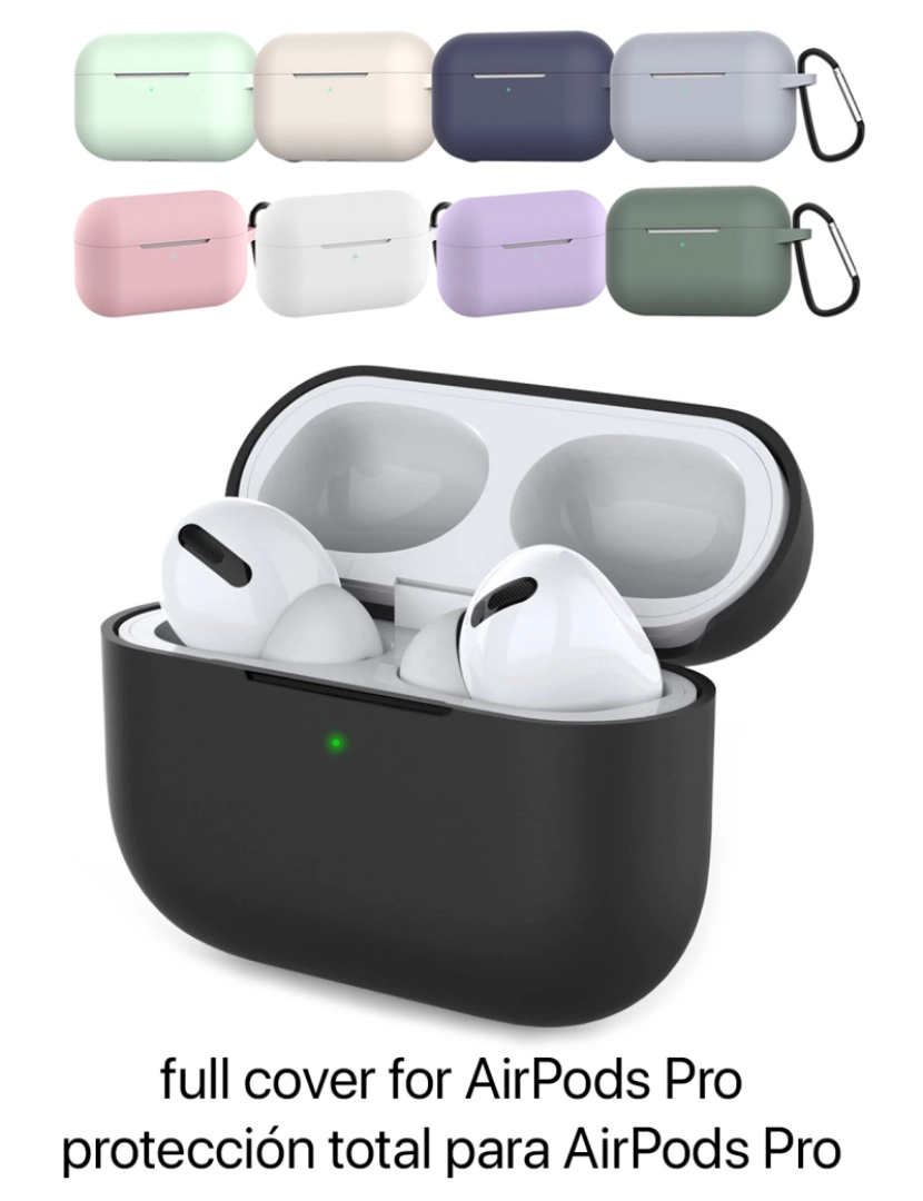 imagem de DAM Capa de silicone  para base de carregamento AirPods Pro, com mosquetão 7x2x4 Cm. Cor amarela2