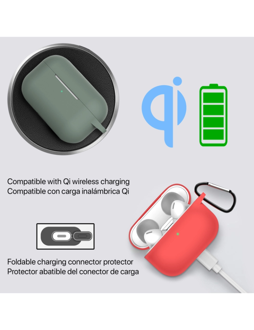 imagem de DAM Capa de silicone  para base de carregamento AirPods Pro, com mosquetão 7x2x4 Cm. Cor amarela4