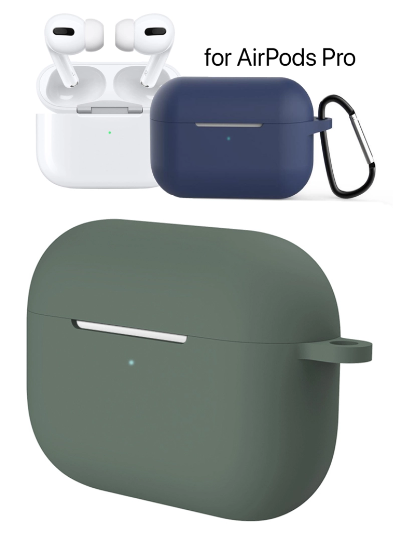 imagem de DAM Capa de silicone  para base de carregamento AirPods Pro, com mosquetão 7x2x4 Cm. Cor: Verde Esmeralda1