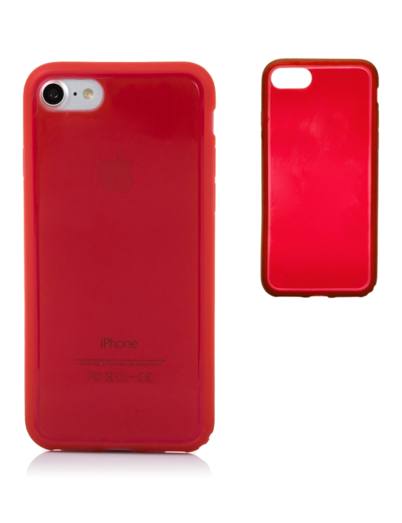 DAM - DAM CAPA TPU TRANSPARENTE  COM COR IP7 / IPHONE 8 713 Cm. cor vermelha