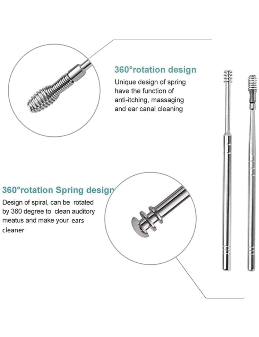 imagem de Conjunto de limpeza de ouvidos Removedor de cera de aço inoxidável 6 peças4