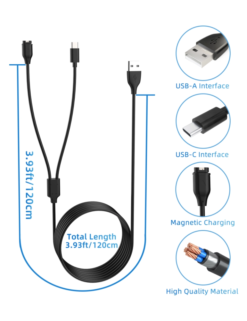 imagem de Carregador 2 em 1 para celular USB-C e relógio esportivo Black11