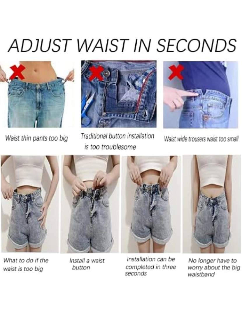 imagem de Botões de jeans removíveis, pacote com 10   Jeans da moda6