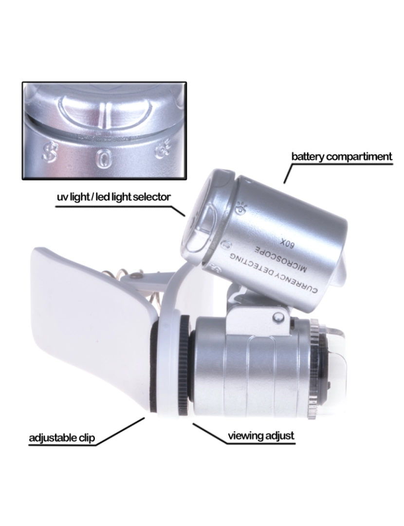 imagem de DAM  Lupa de microscópio digital para celular com zoom de 60X com luz de flash 8x5x4 cm. Cor cinzenta2