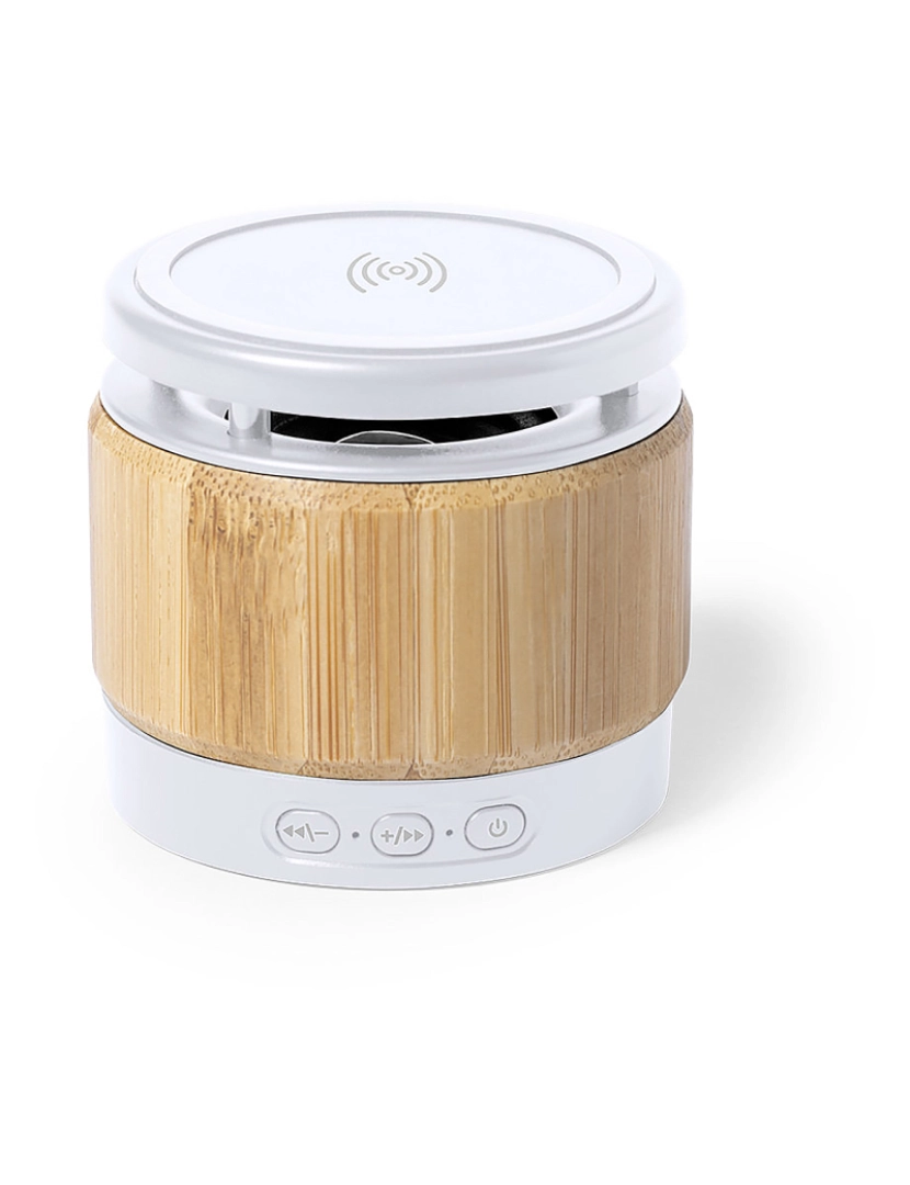 DAM - DAM Alto-falante carregador sem fio  Nature Bamboo 5W. Conexão Bluetooth. Potência sonora 3W. Bateria 400mAh 7,5x6,9x7,5cm. Cor branca