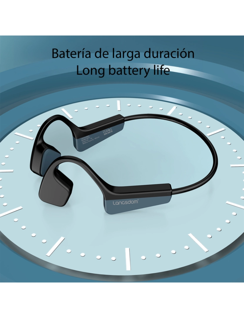 imagem de DAM Fones de ouvido esportivos de condução óssea , Bluetooth 5.2, bateria com até 10 horas de duração. Máximo conforto, alta qualidade de som. 13,7x4,1x10,3 cm. Cor preta4