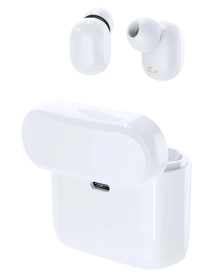 imagem de DAM Fones de ouvido Bluetooth . Bateria 35 mAh/ Base de carregamento 300 mAh 5,9x5,4x2,5 cm. Cor branca5