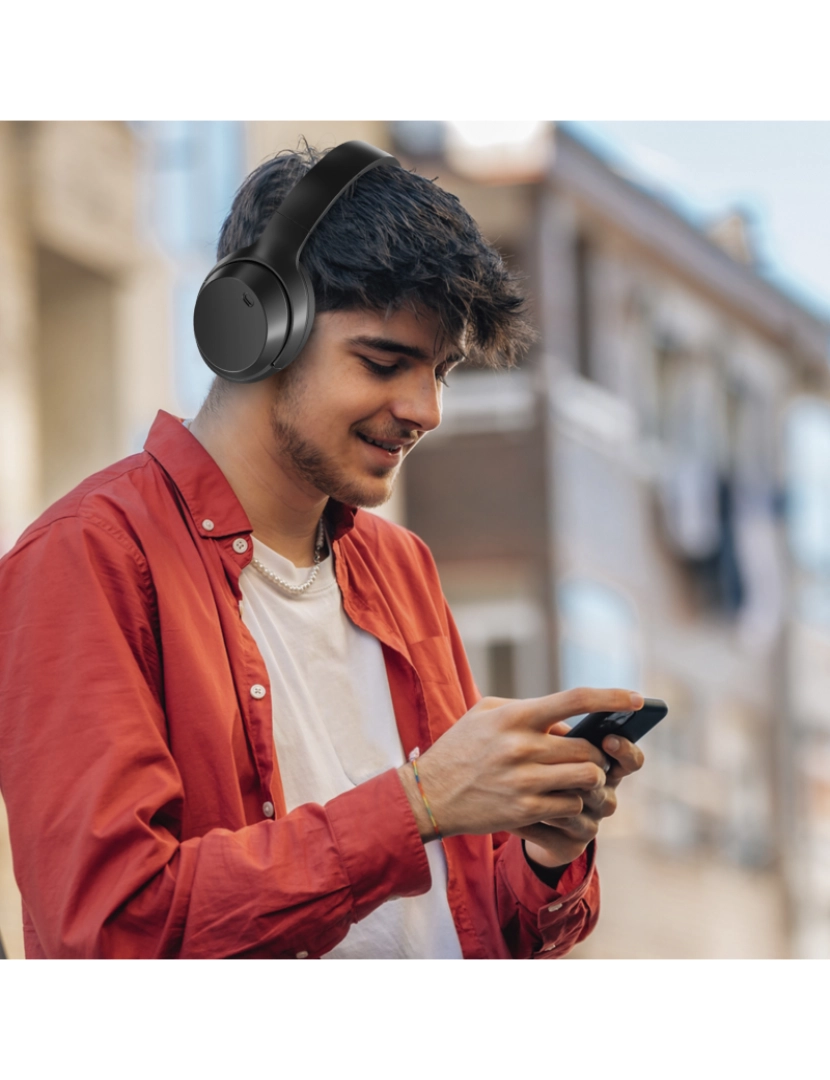 imagem de DAM Fones de ouvido  VJ375 Bluetooth 5.3 com cancelamento de ruído ativo ANC. Modo de música e modo de jogo. Mãos livres. 16x7,5x22 cm. Cor preta4