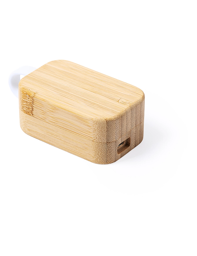 imagem de DAM Fones de ouvido nature bambu bluetooth 5.0. Bateria 35 mAh/ Base de carregamento 400 mAh 4,7x9x3,3 cm. Cor branca3