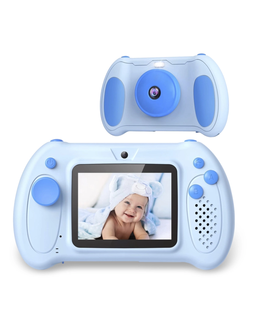 DAM - DAM Câmera fotográfica e de vídeo infantil  com jogos integrados. Câmera dupla, 48mpx e vídeo Full HD. Tela de 2,4 polegadas. 12,5x3,5x7,5 cm. Cor azul