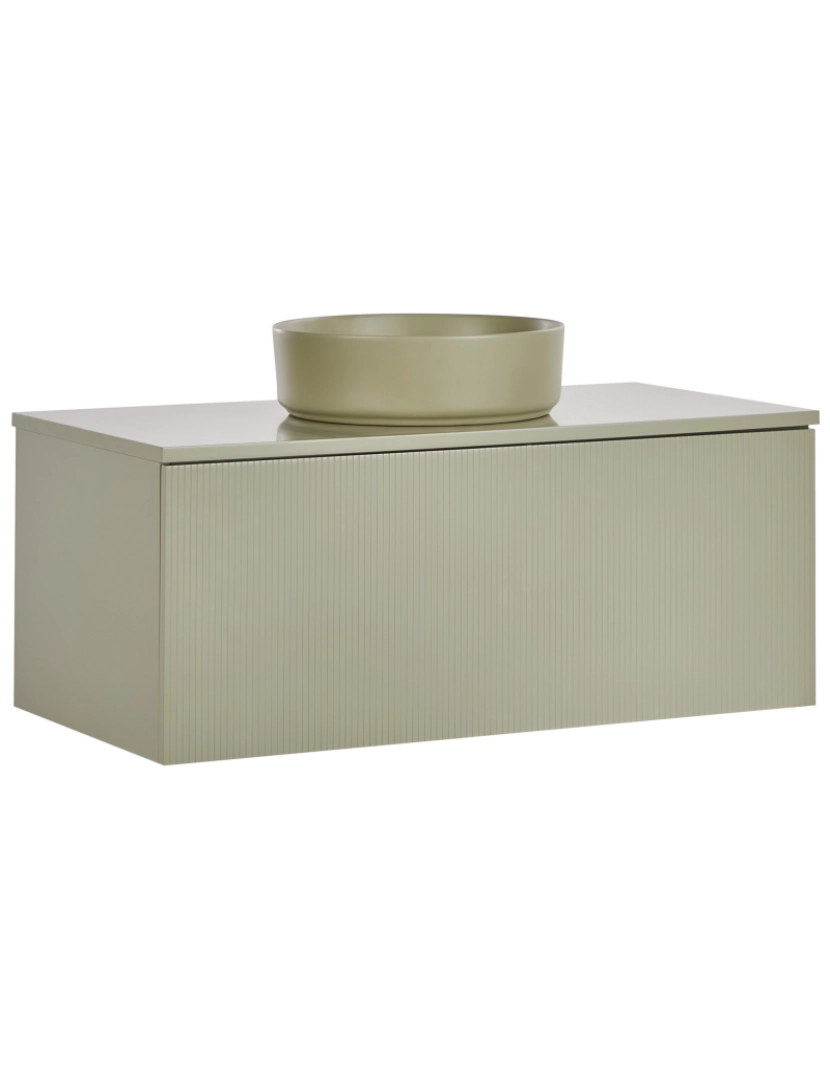 Beliani - Móvel de casa de banho flutuante verde MDF 100 x 52 cm com lavatório verde para casa de banho moderna