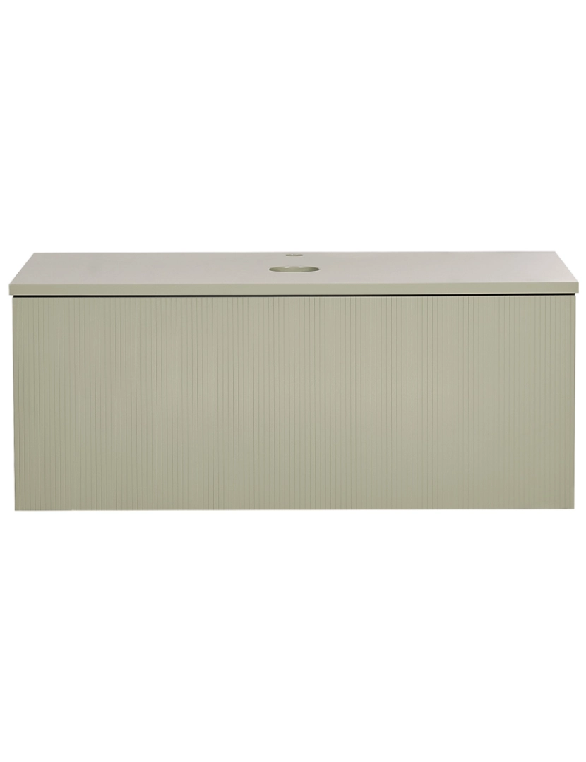 imagem de Móvel de casa de banho flutuante verde MDF 100 x 52 cm com lavatório verde para casa de banho moderna8