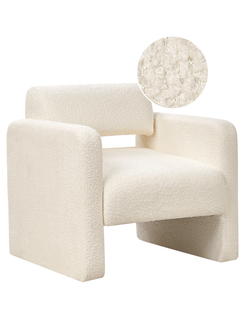 imagem de Poltrona em bouclé branco creme para quarto ou sala de estilo retro1