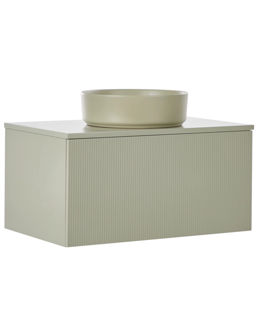 Beliani - Móvel de casa de banho flutuante verde MDF 80 x 52 cm com lavatório verde para casa de banho moderna