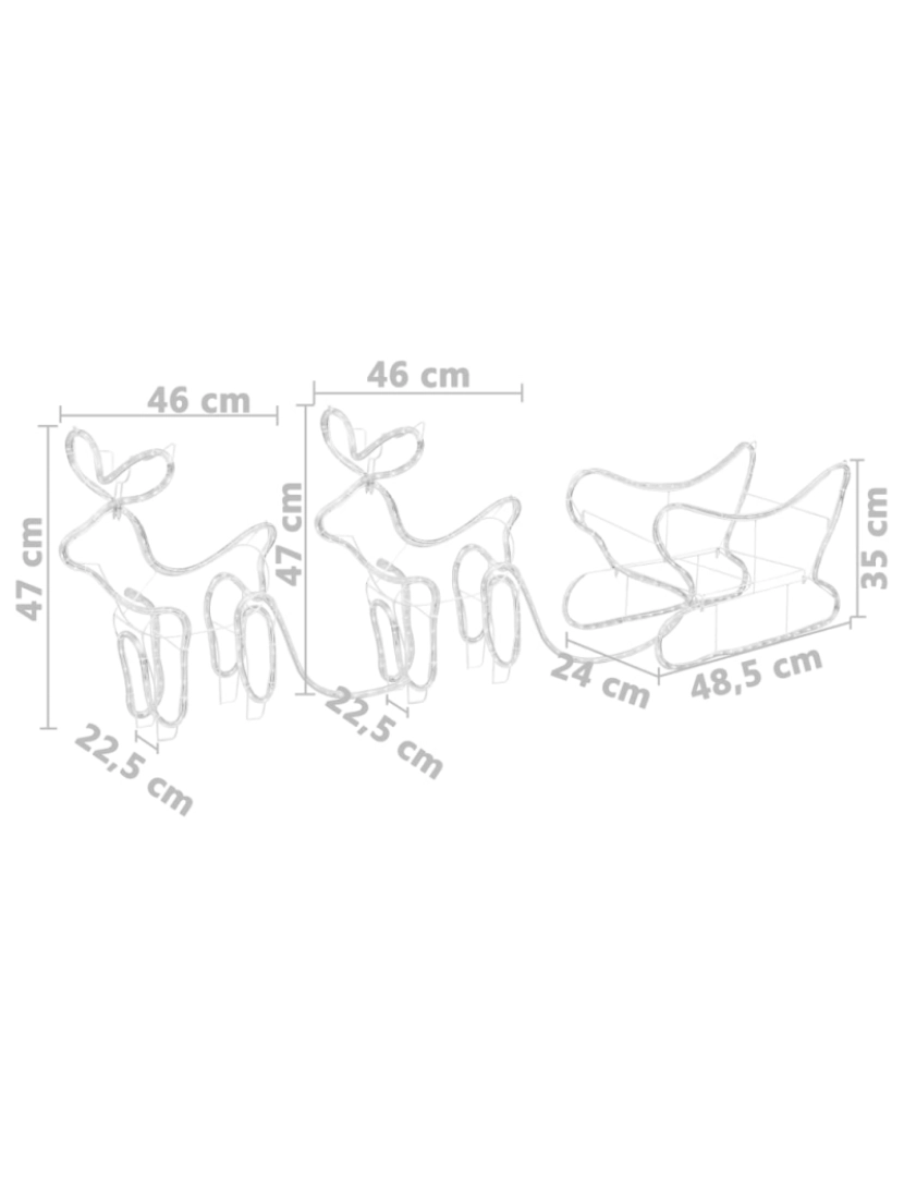 imagem de vidaXL Decoração de Natal rena e trenó de exterior 576 luzes LED11