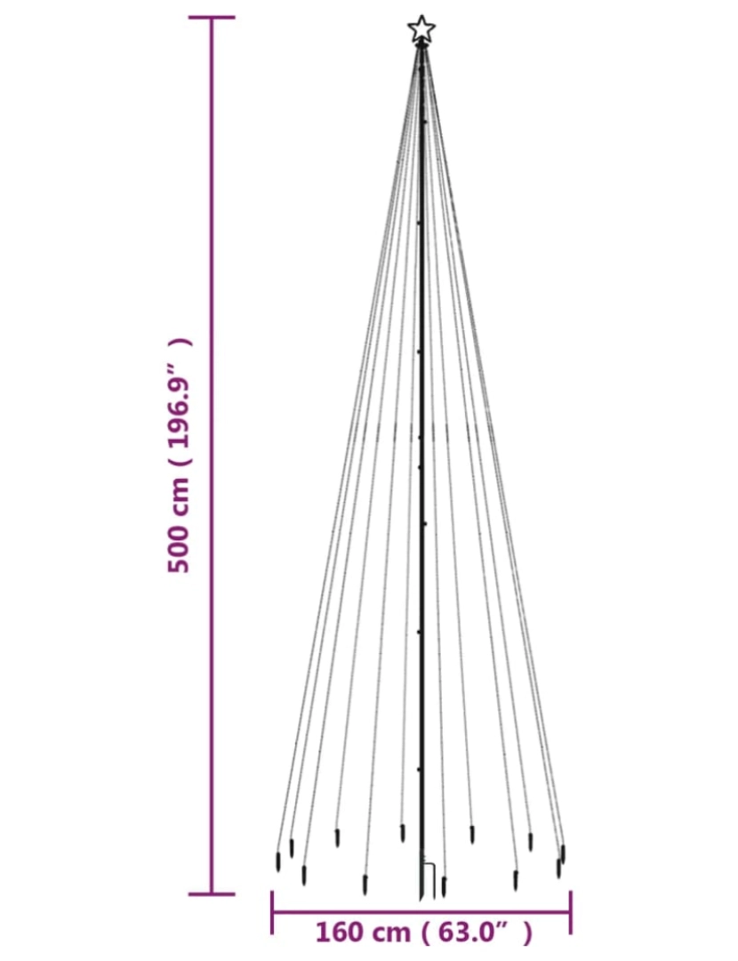 imagem de vidaXL Árvore de Natal com espigão 732 luzes LED 500 cm azul11