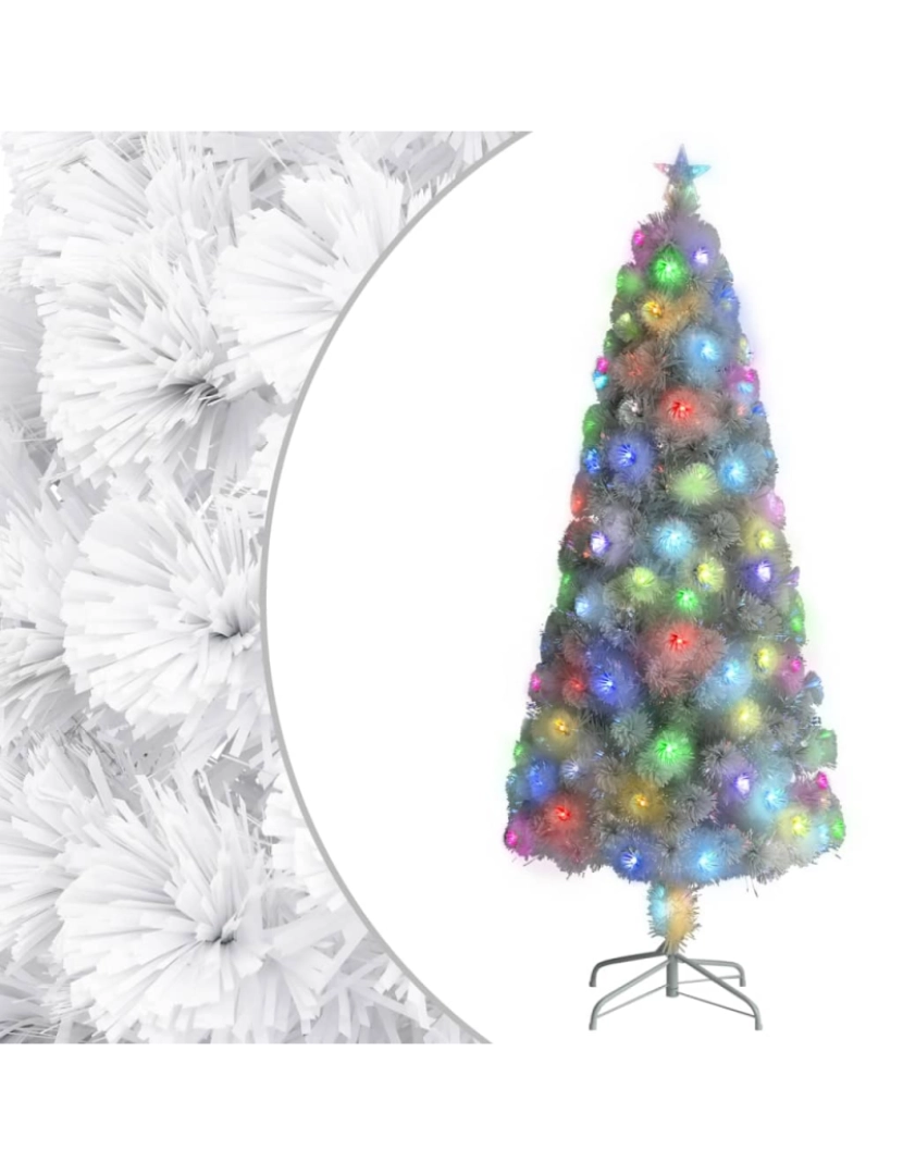 imagem de vidaXL Árvore Natal artificial pré-iluminada 180 cm fibra ótica branco1