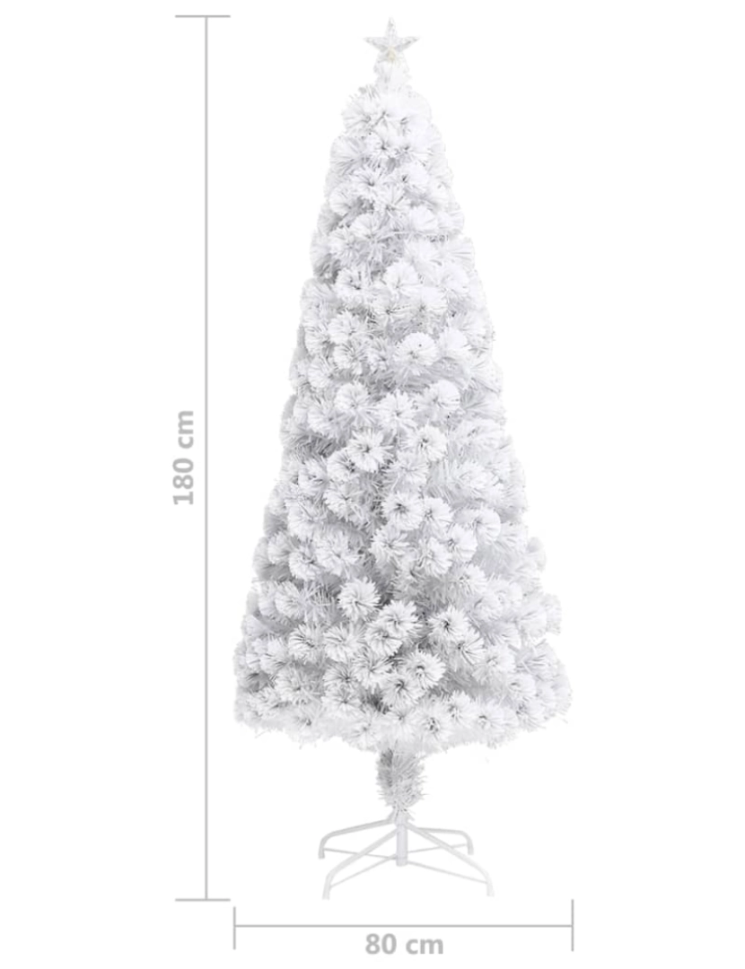 imagem de vidaXL Árvore Natal artificial pré-iluminada 180 cm fibra ótica branco10