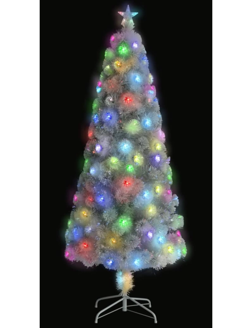 imagem de vidaXL Árvore Natal artificial pré-iluminada 180 cm fibra ótica branco3