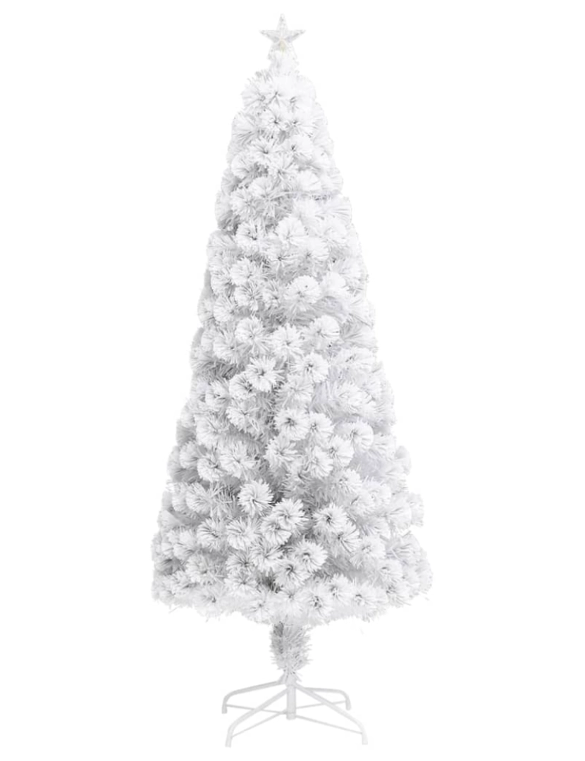 imagem de vidaXL Árvore Natal artificial pré-iluminada 180 cm fibra ótica branco4