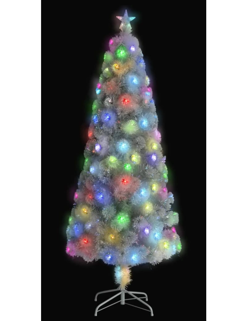 imagem de vidaXL Árvore Natal artificial pré-iluminada 240 cm fibra ótica branco3