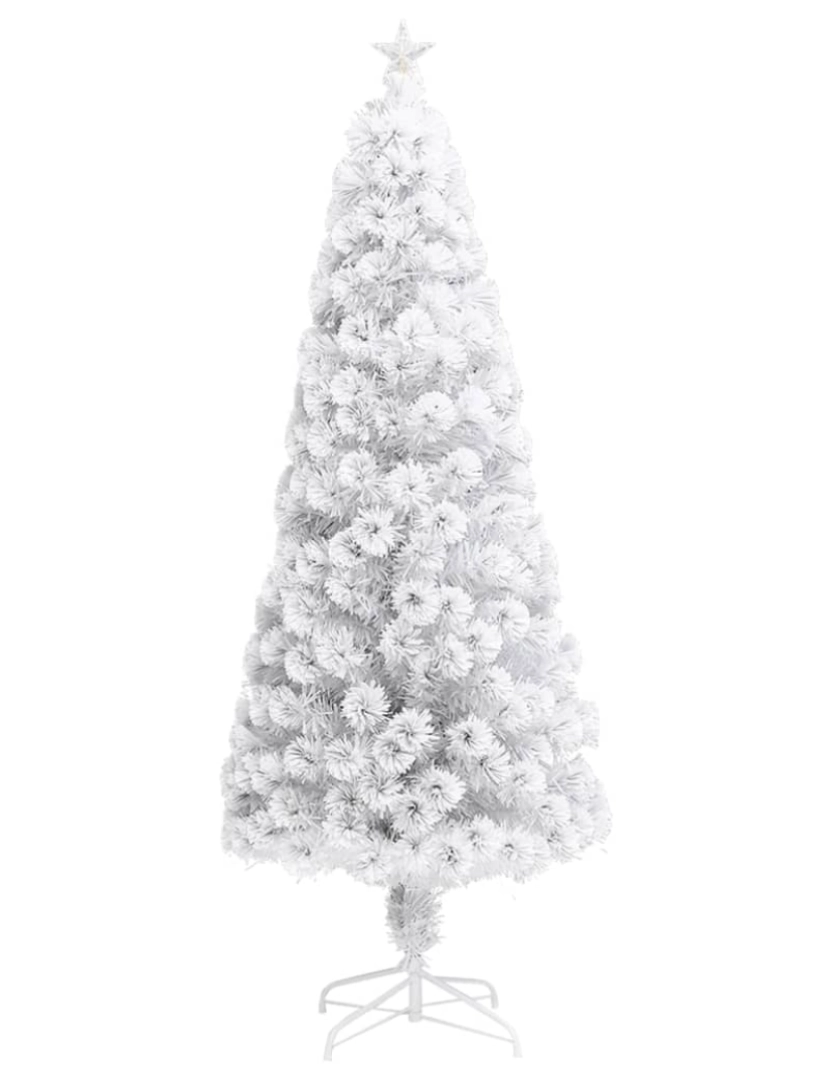 imagem de vidaXL Árvore Natal artificial pré-iluminada 240 cm fibra ótica branco4