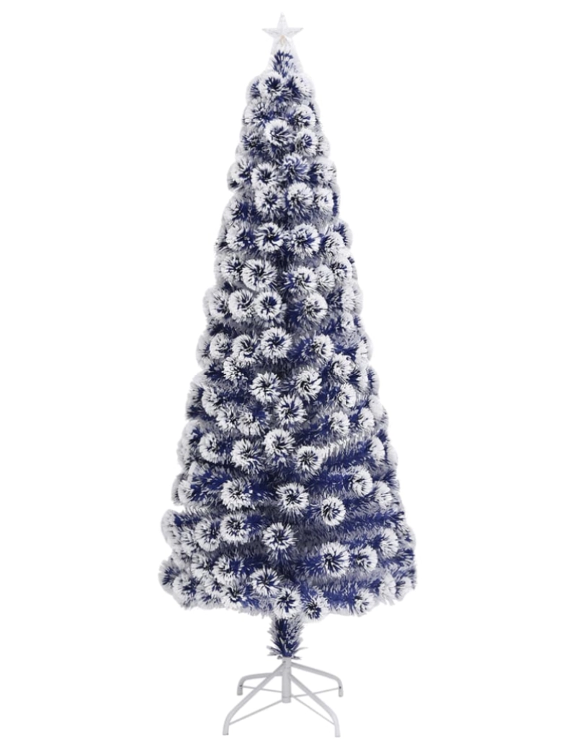 imagem de vidaXL Árvore Natal artificial pré-iluminada fibra ótica branco/azul4