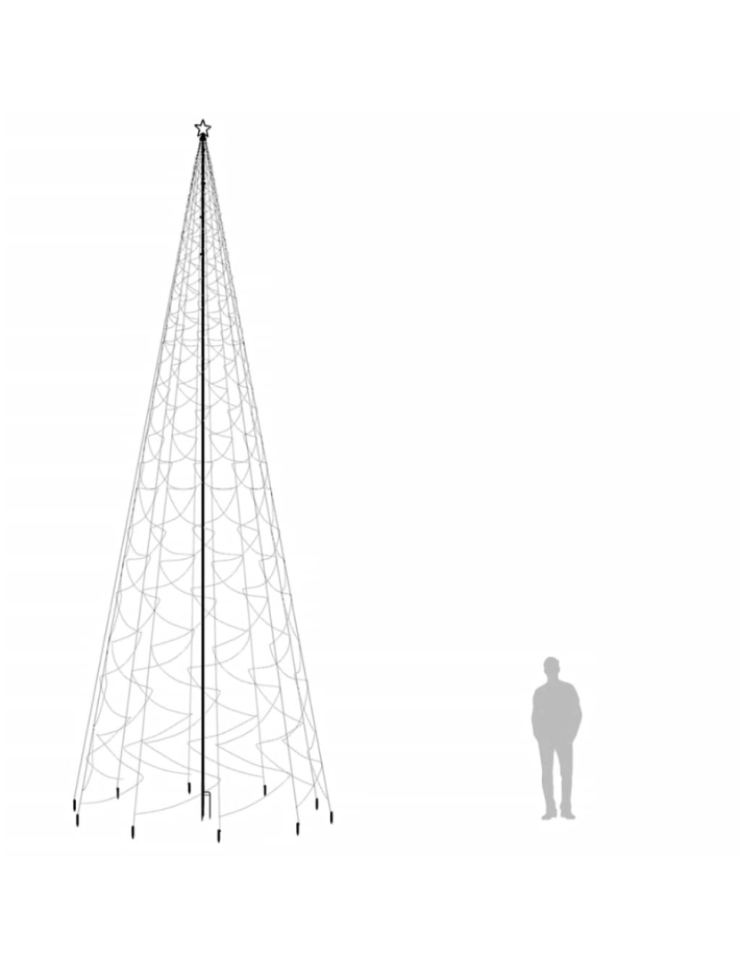 imagem de vidaXL Árvore de Natal com espigão 3000 luzes LED 800 cm branco quente9