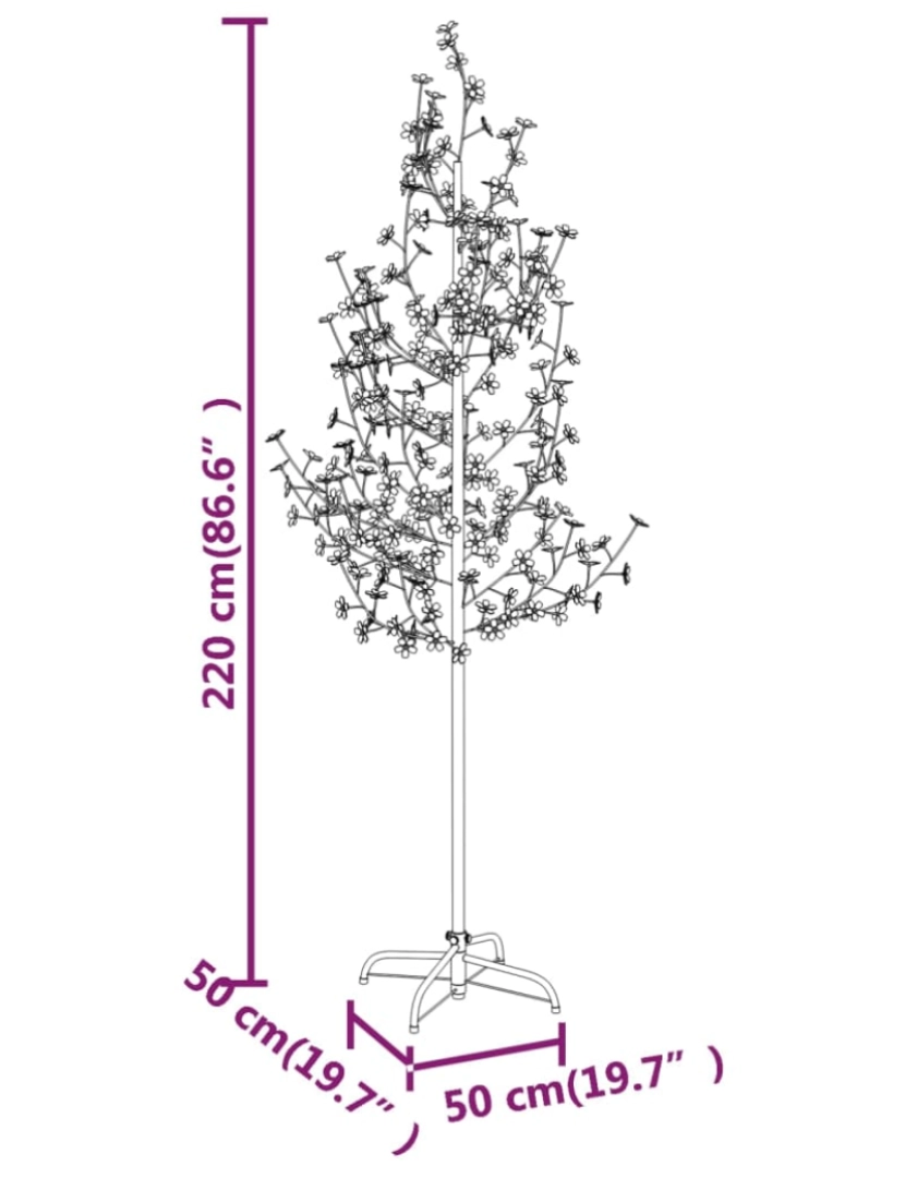 imagem de vidaXL Cerejeira com 220 luzes LEDs 220 cm branco quente9