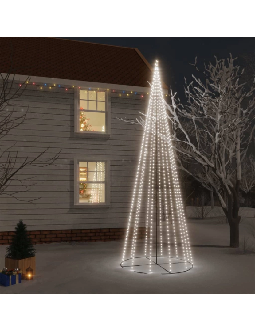 imagem de vidaXL Árvore de Natal em cone 732 luzes LED 160x500 cm branco frio1