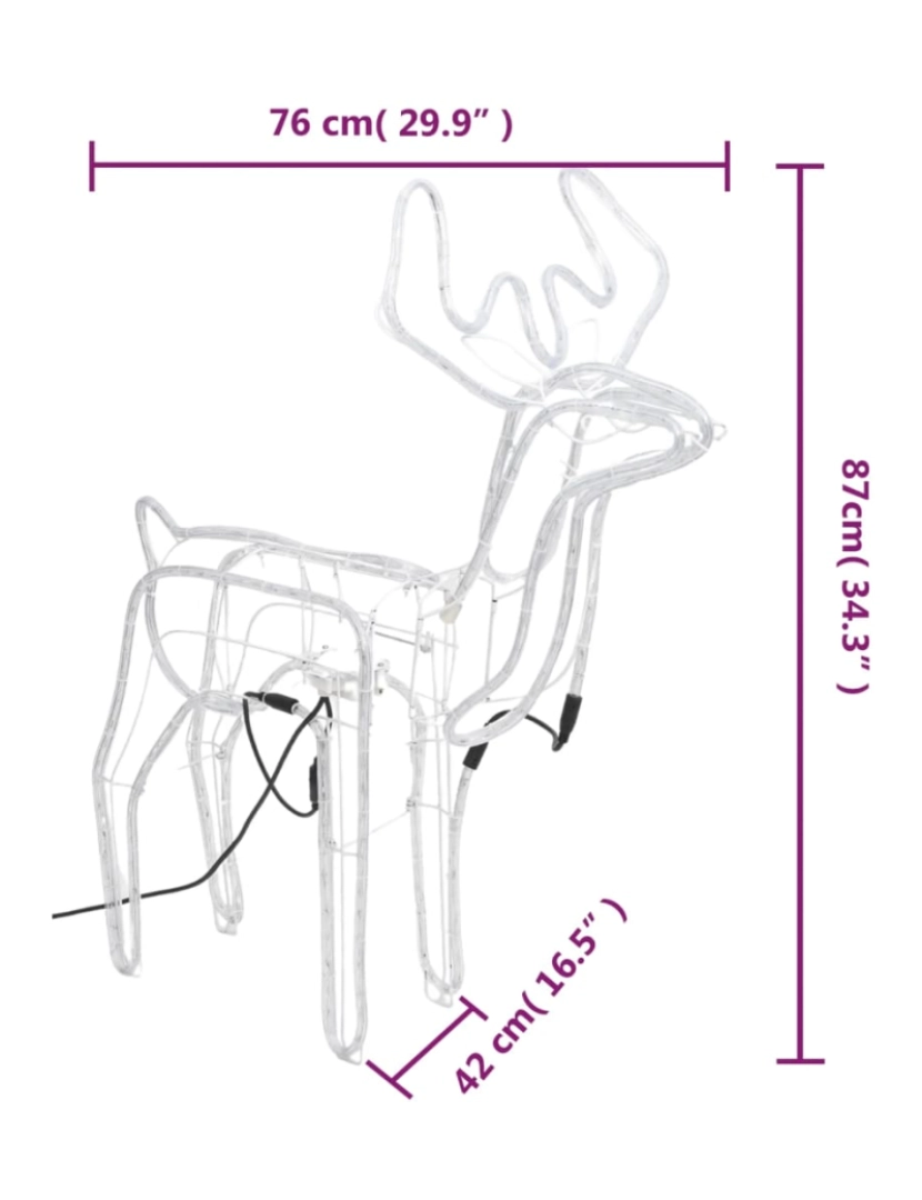 imagem de vidaXL Figura rena de Natal c/ cabeça móvel 76x42x87 cm branco frio10