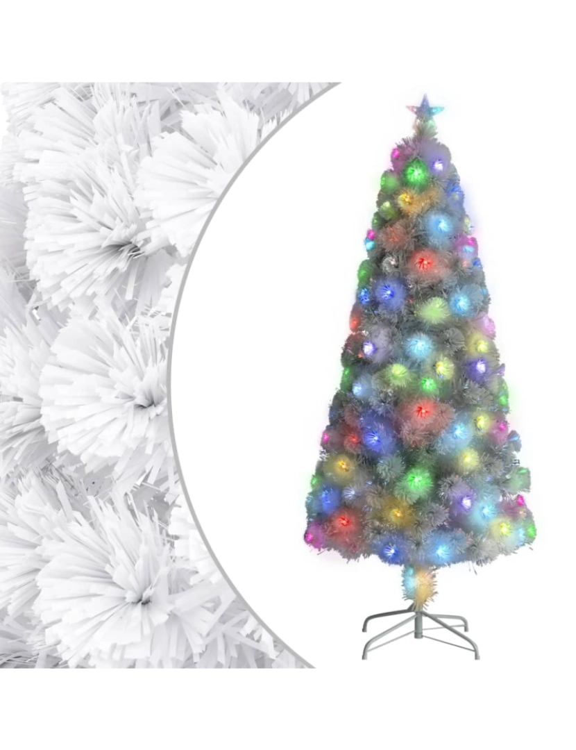 imagem de vidaXL Árvore Natal artificial pré-iluminada 150 cm fibra ótica branco1